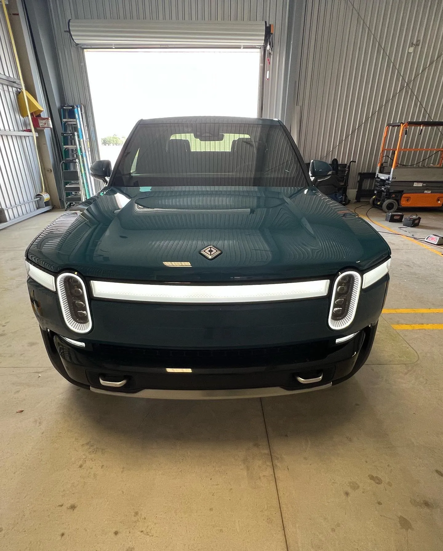 Modern green car with window tint